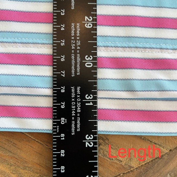 FootJoy Mens ProDry Striped Golf Polo Shirt Pink Blue White Large Stretch Logo - Picture 10 of 10